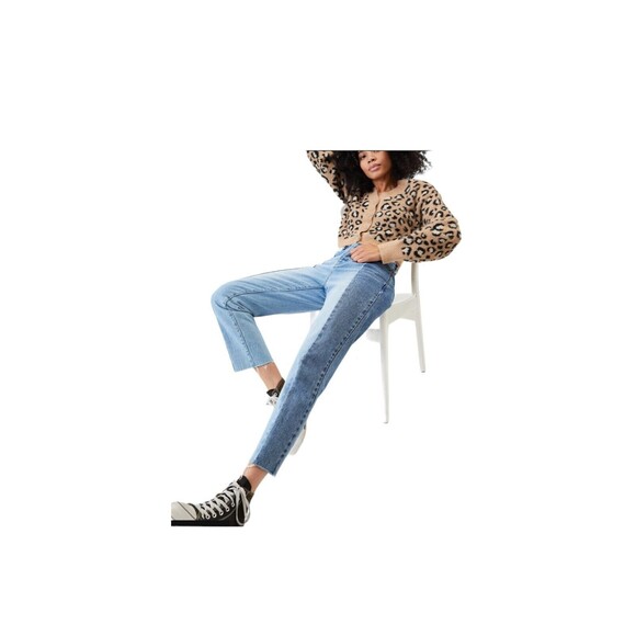 PacSun Jeans Women's Size 23 Button-Fly High Rise Straight Crop 2-Tone Denim - Picture 15 of 15